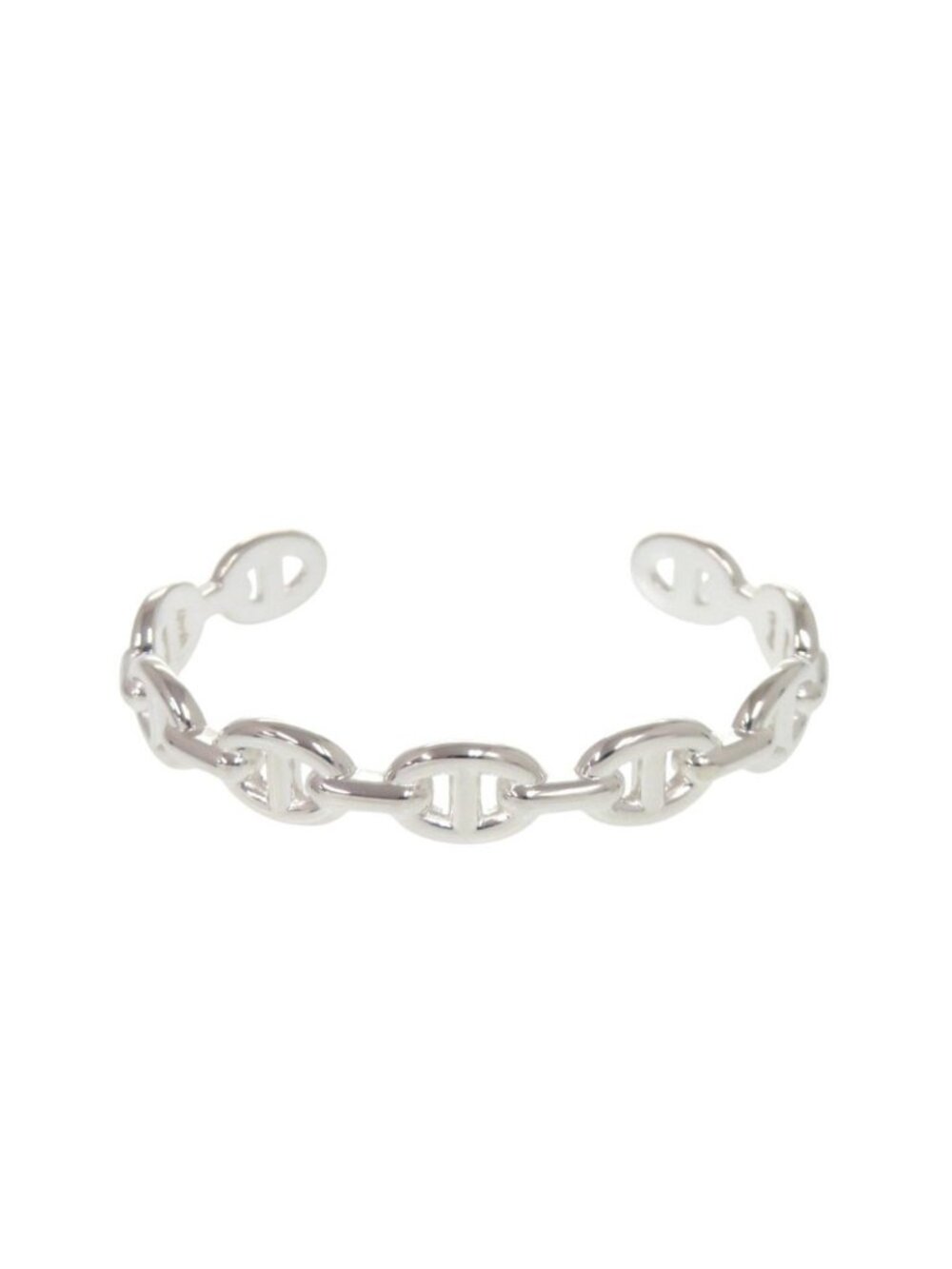 Hermes Chaine D'ancre Bangle ST 925 Sterling Silver Bracelet